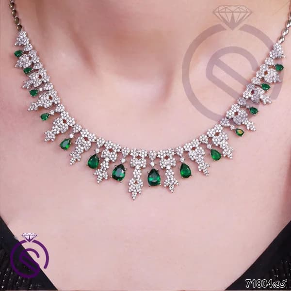 سرویس نقره زنانه نگین کریستال سبز کد 71804 — تصویر ۲