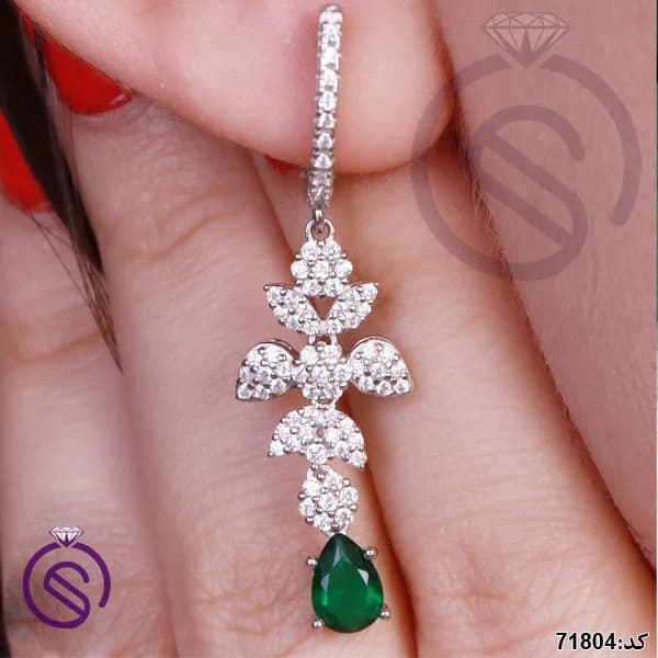 سرویس نقره زنانه نگین کریستال سبز کد 71804 — تصویر ۵
