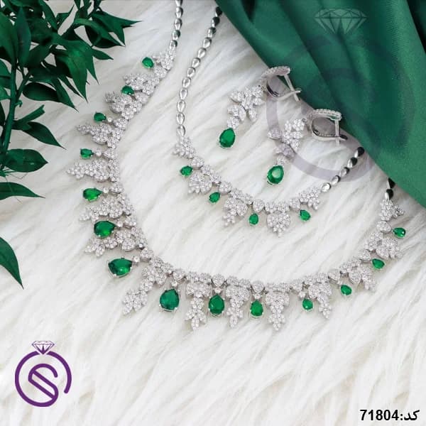سرویس نقره زنانه نگین کریستال سبز کد 71804 — تصویر ۴