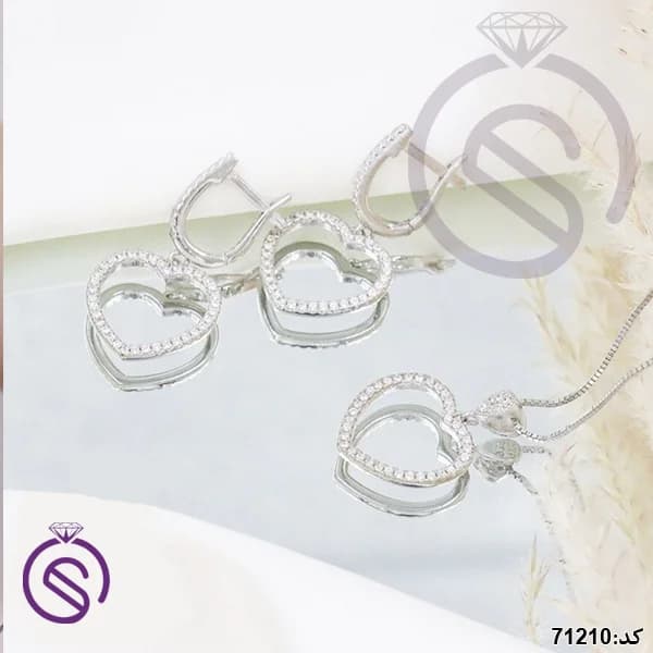 نیم ست نقره زنانه مدل قلب کد 71210 — تصویر ۳