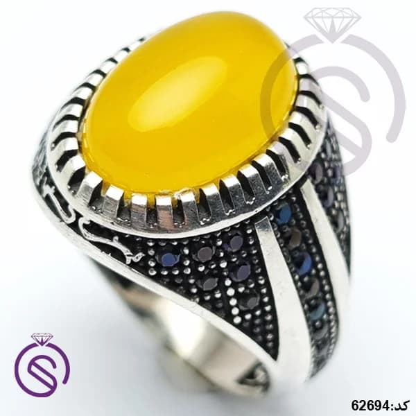 انگشتر نقره عقیق زرد شرف الشمس مردانه مدل آراد کد 62694