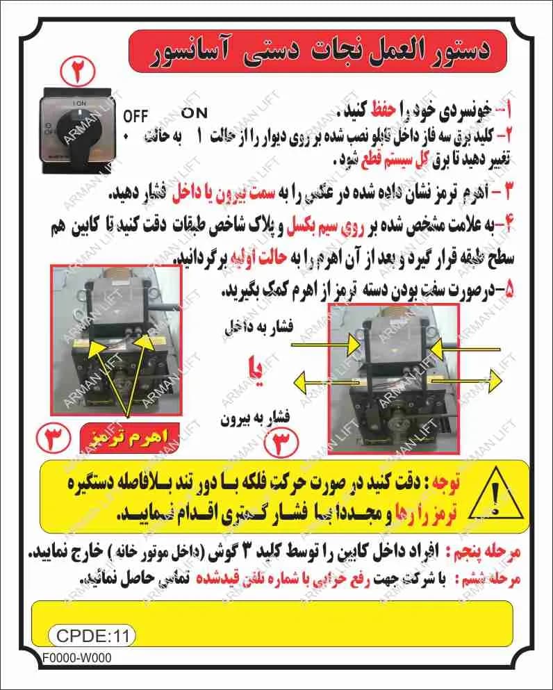 دستورالعمل موتور آسانسور EMF کد11