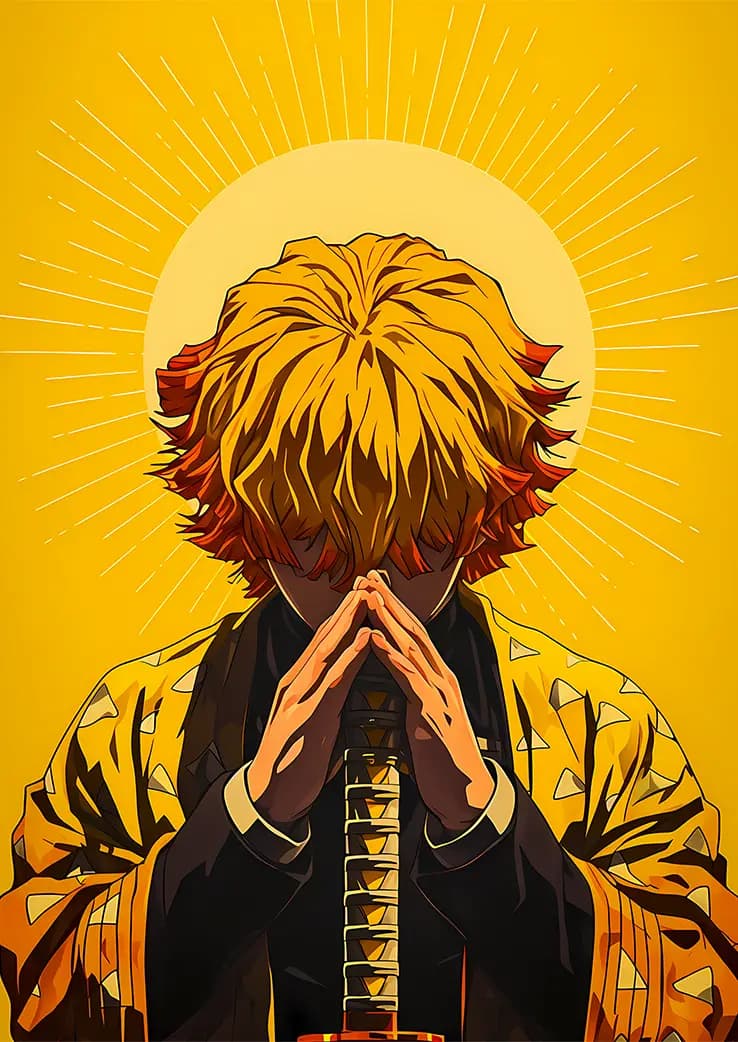 متال پوستر انیمه Demon Slayer طرح شخصیت Zenitsu کد N214