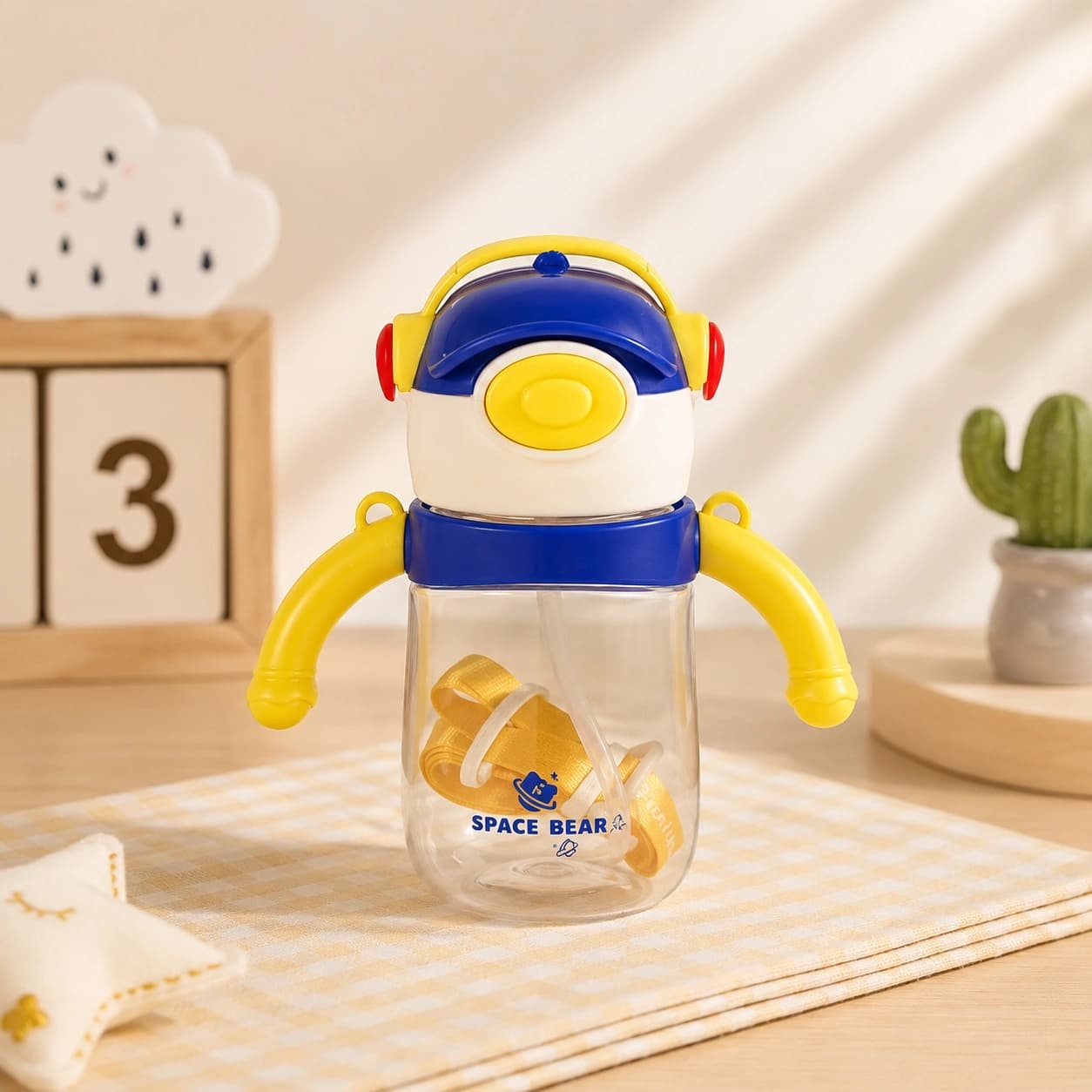 قمقمه space bear دسته دار – قمقمهای مقاوم و کاربردی برای استفاده روزمره — تصویر ۲