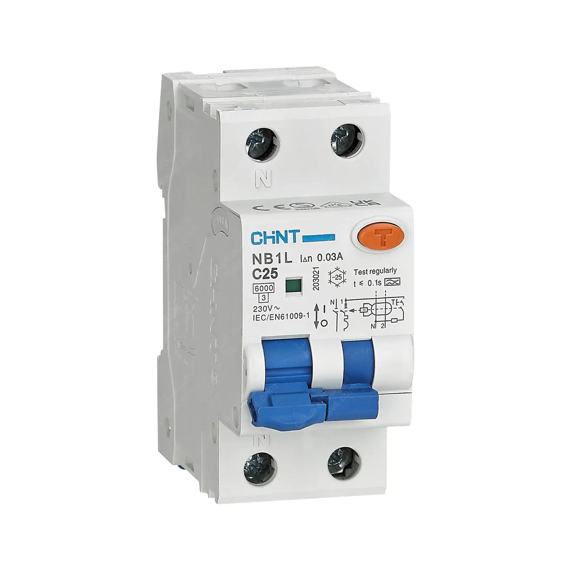 کلید محافظ جان تک پل+نول 25 آمپر ترکیبی NB1L-30/1P+N چینت