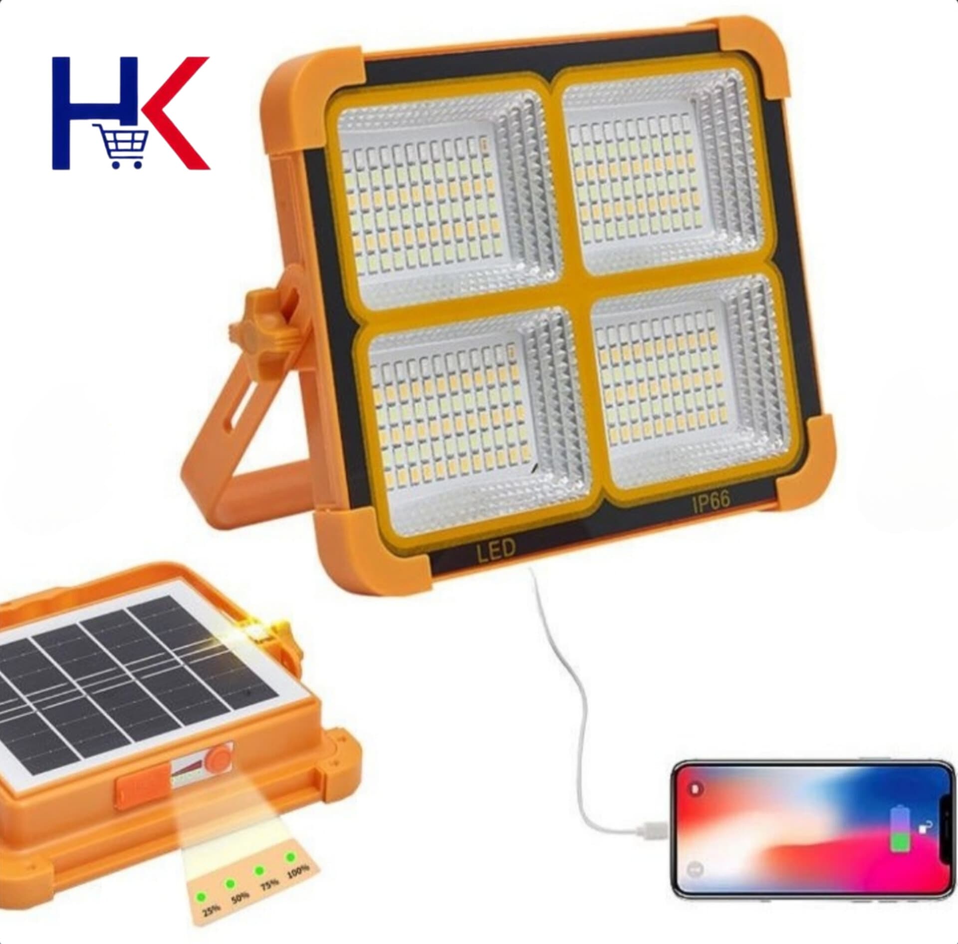 پروژکتور خورشیدی شارژی 10000W مدل Solar LED Light با پنل خورشیدی — تصویر ۲