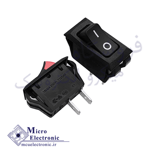 کلید راکر باریک دو حالته یکطرف قرمز HB110C5N 2PIN پایه و پلاتین مسی