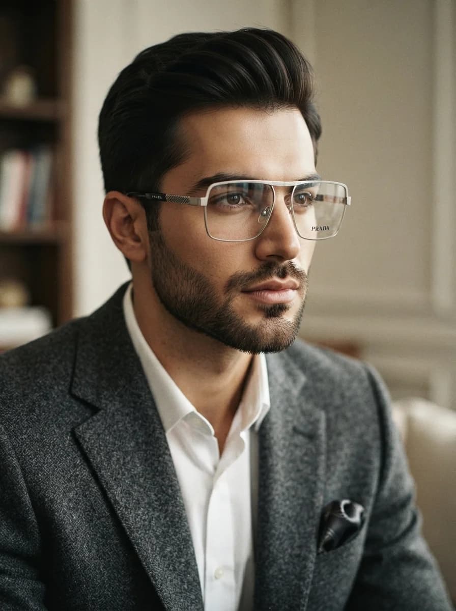 عینک طبی مردانه برند Prada فریم فلزی اورجینال — تصویر ۲
