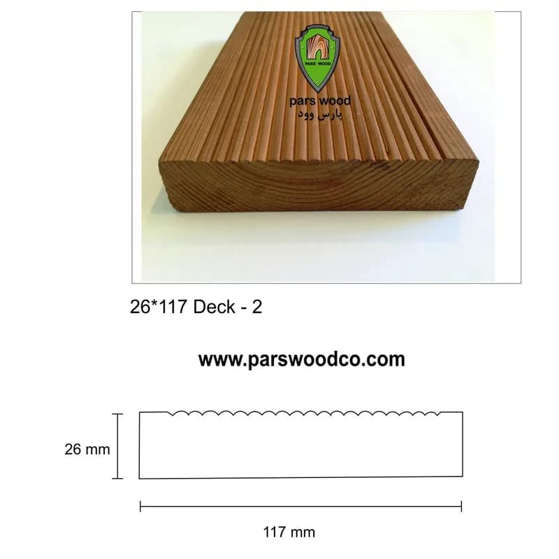 چوب ترموود 117×26 میلی متر Deck-2 شاخه 4 متری