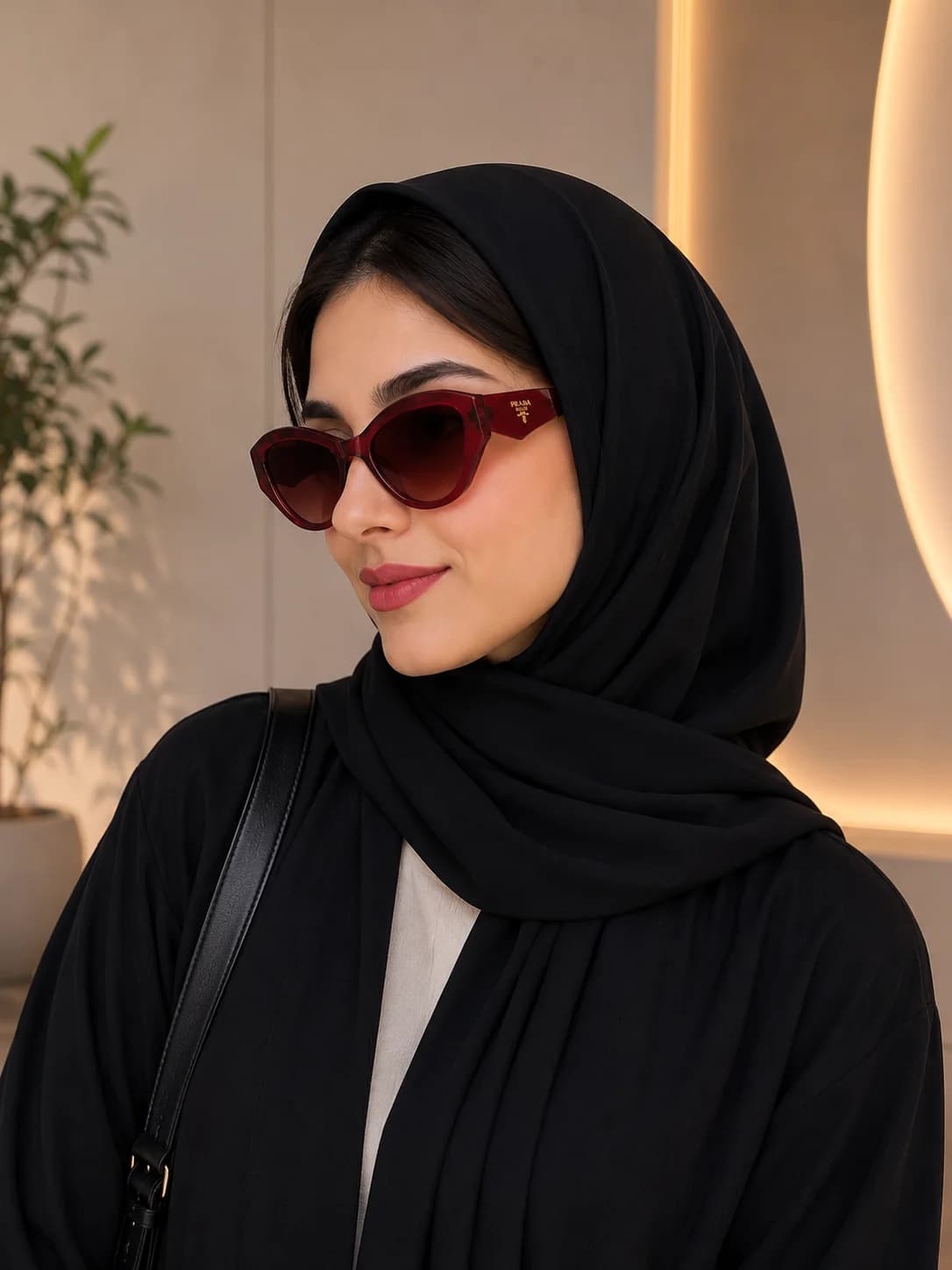 عینک آفتابی زنانه برند Prada فریم کائوچو قهوه ای یووی 400 — تصویر ۵