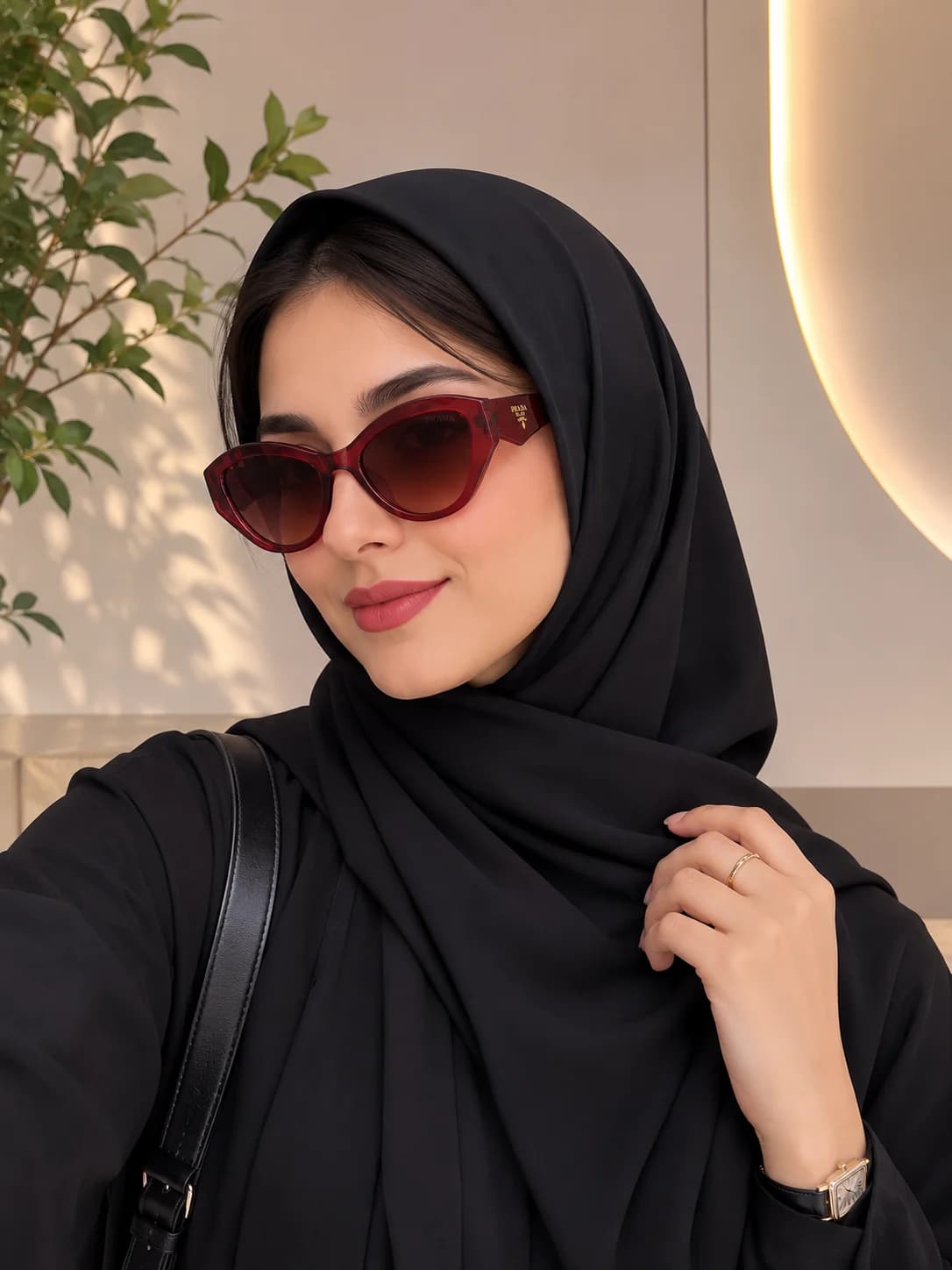 عینک آفتابی زنانه برند Prada فریم کائوچو قهوه ای یووی 400 — تصویر ۴