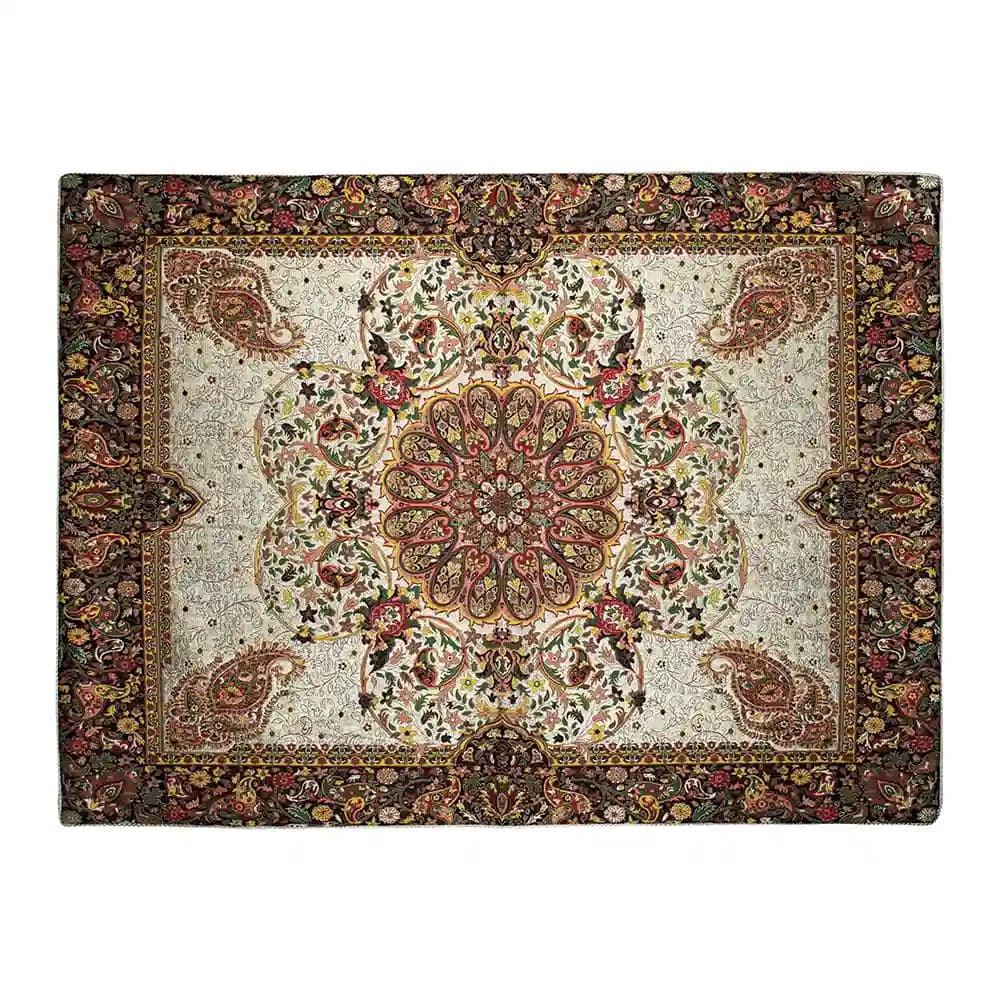 ست سه تکه سجاده و جانماز ترمه زربافت نفیس همادیس طرح افشار طلایی کد TR07-S — تصویر ۸