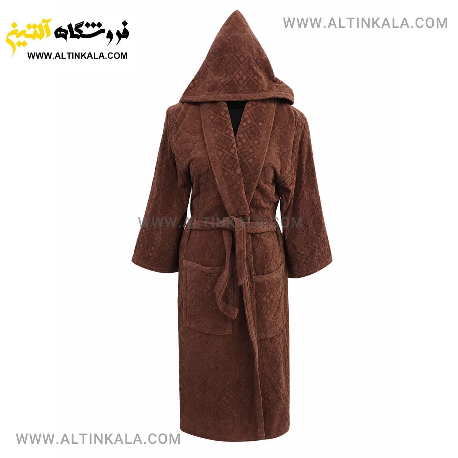 حوله پالتویی ماندگار طرح لوزی قهوه ای سایز L