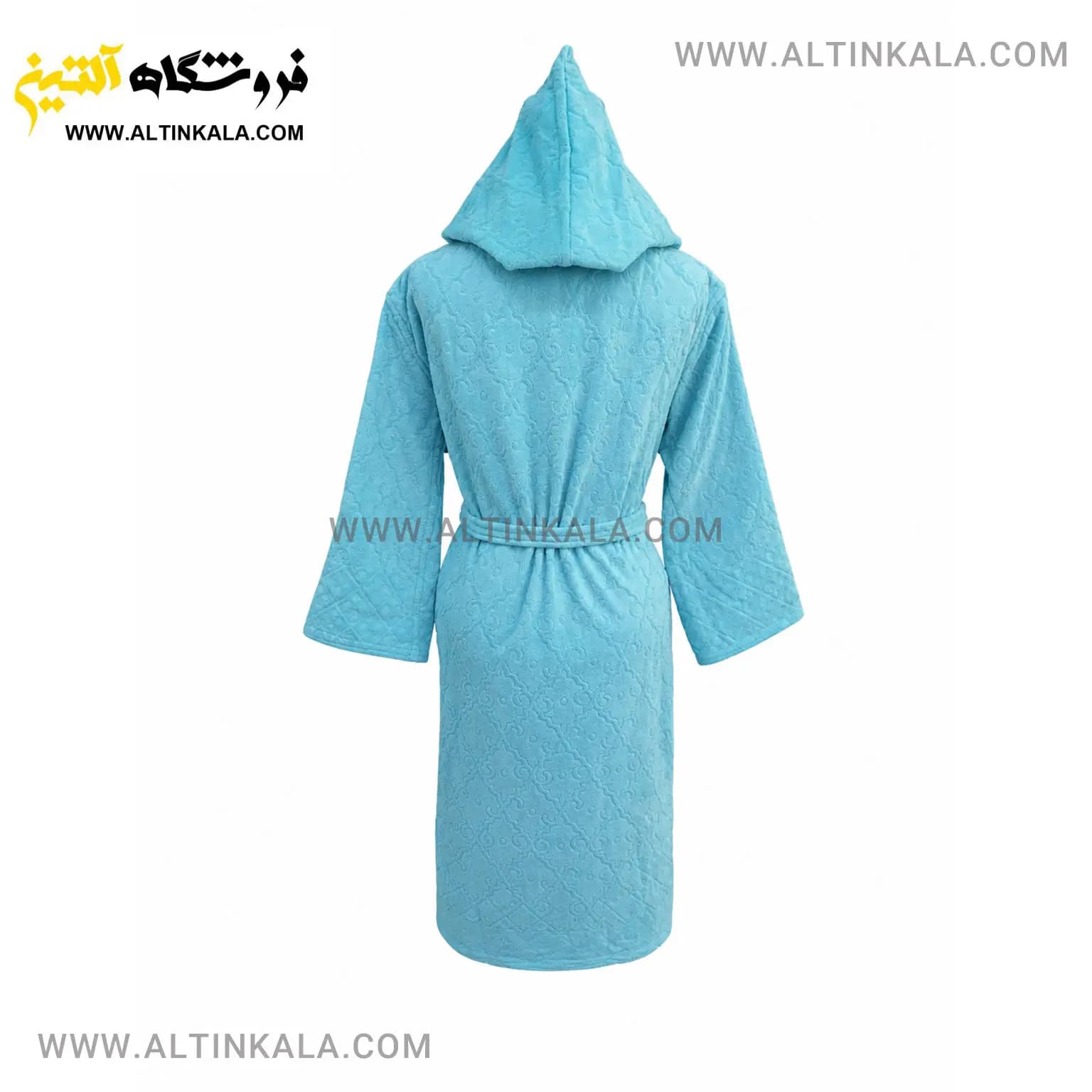 حوله پالتویی ماندگار طرح لوزی آبی روشن سایز L — تصویر ۲