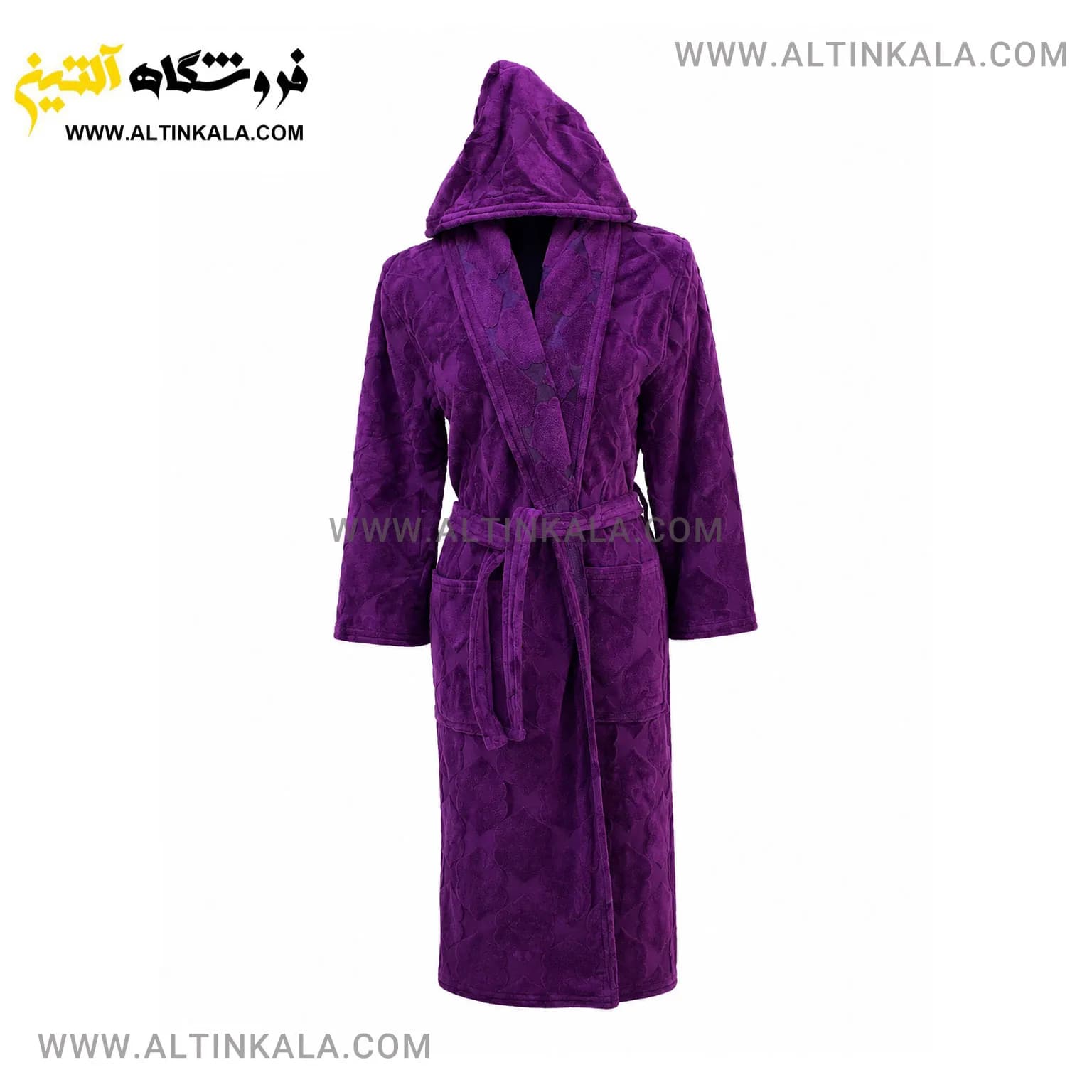 حوله پالتویی ماندگار طرح سیلور بنفش سیر سایز L