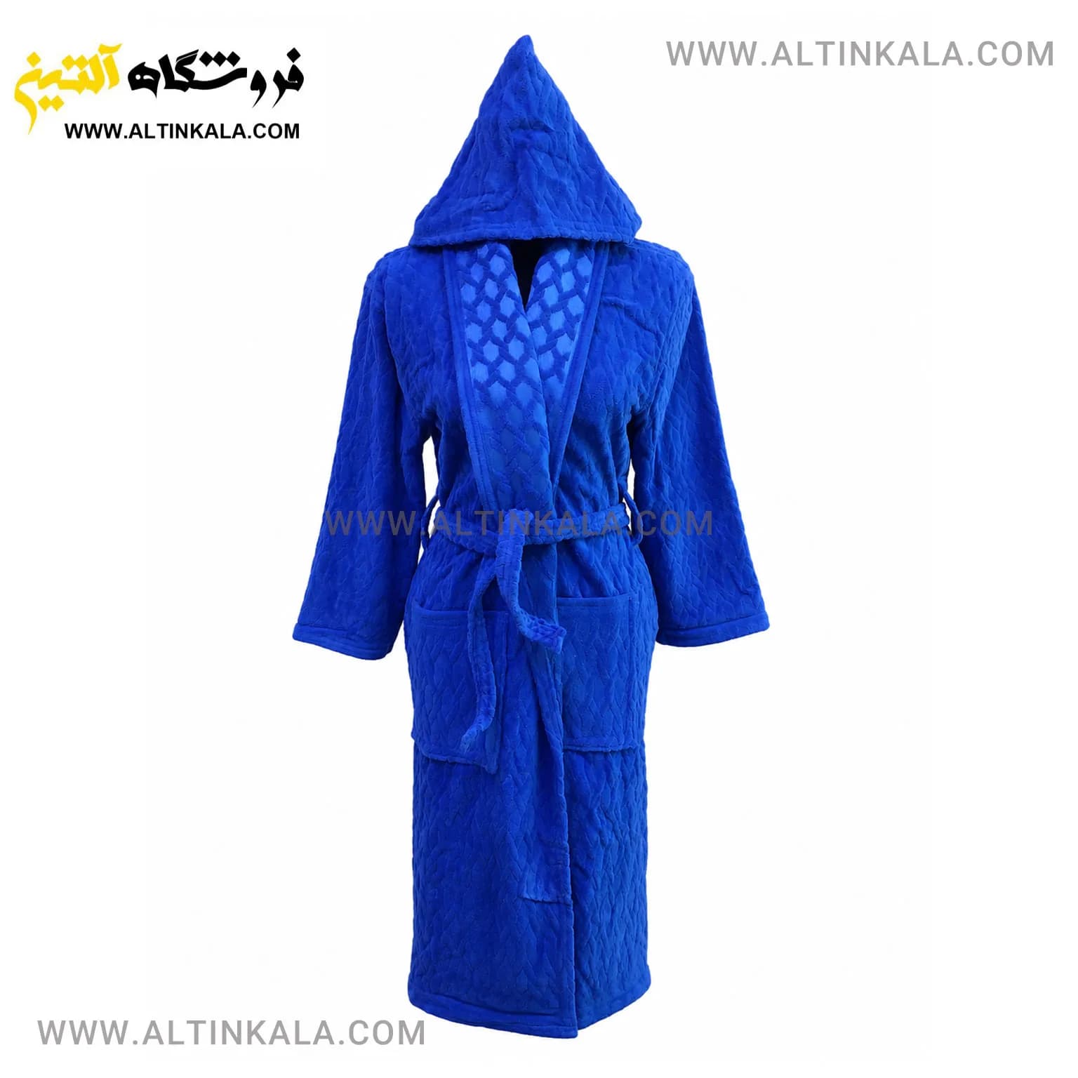 حوله پالتویی ماندگار طرح کندو آبی نفتی سایز L