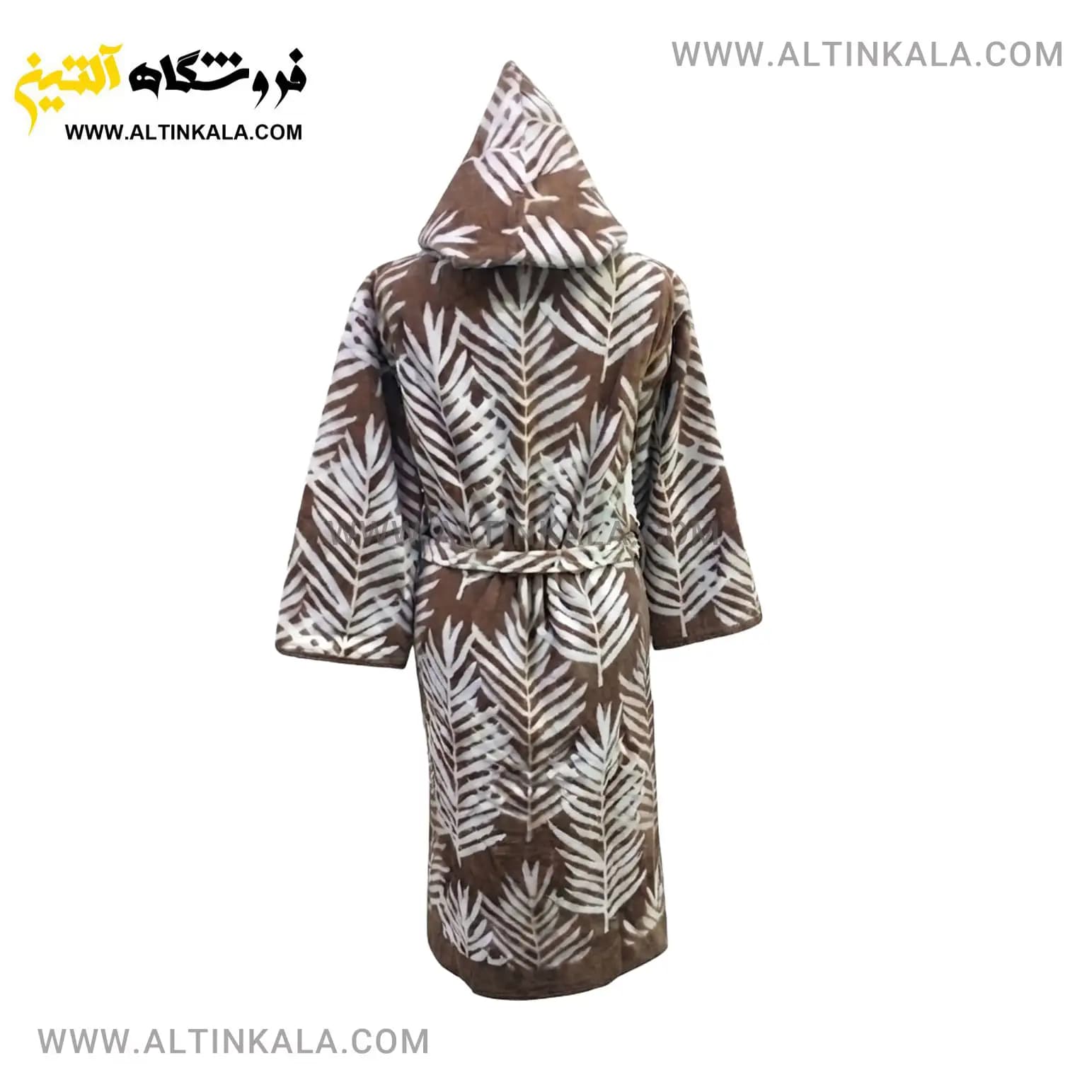 حوله پالتویی ماندگار طرح برگ شکلاتی سایز L — تصویر ۲