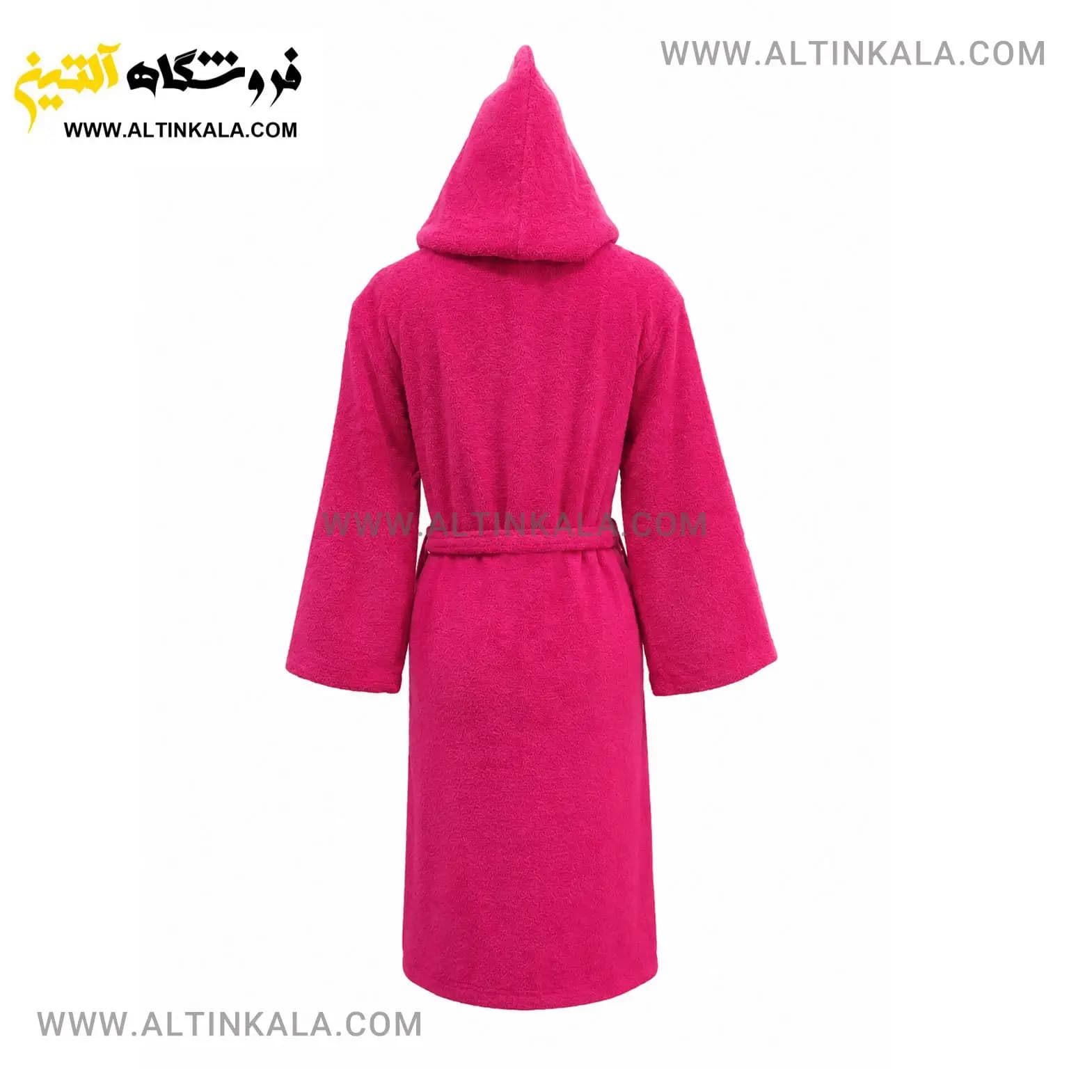 حوله پالتویی ماندگار طرح یقه ابریشمی صورتی سایز L — تصویر ۲