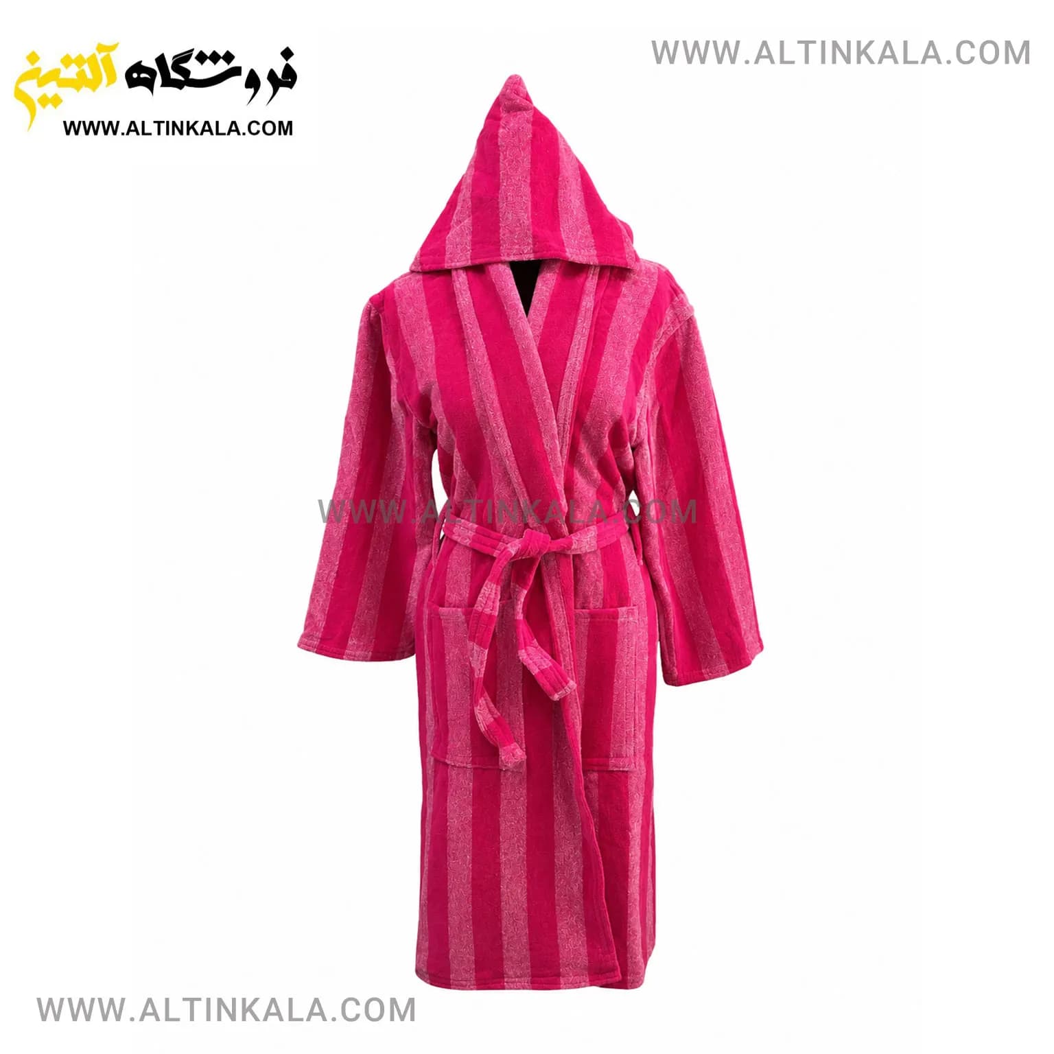 حوله پالتویی ماندگار طرح ملانژ صورتی سایز L