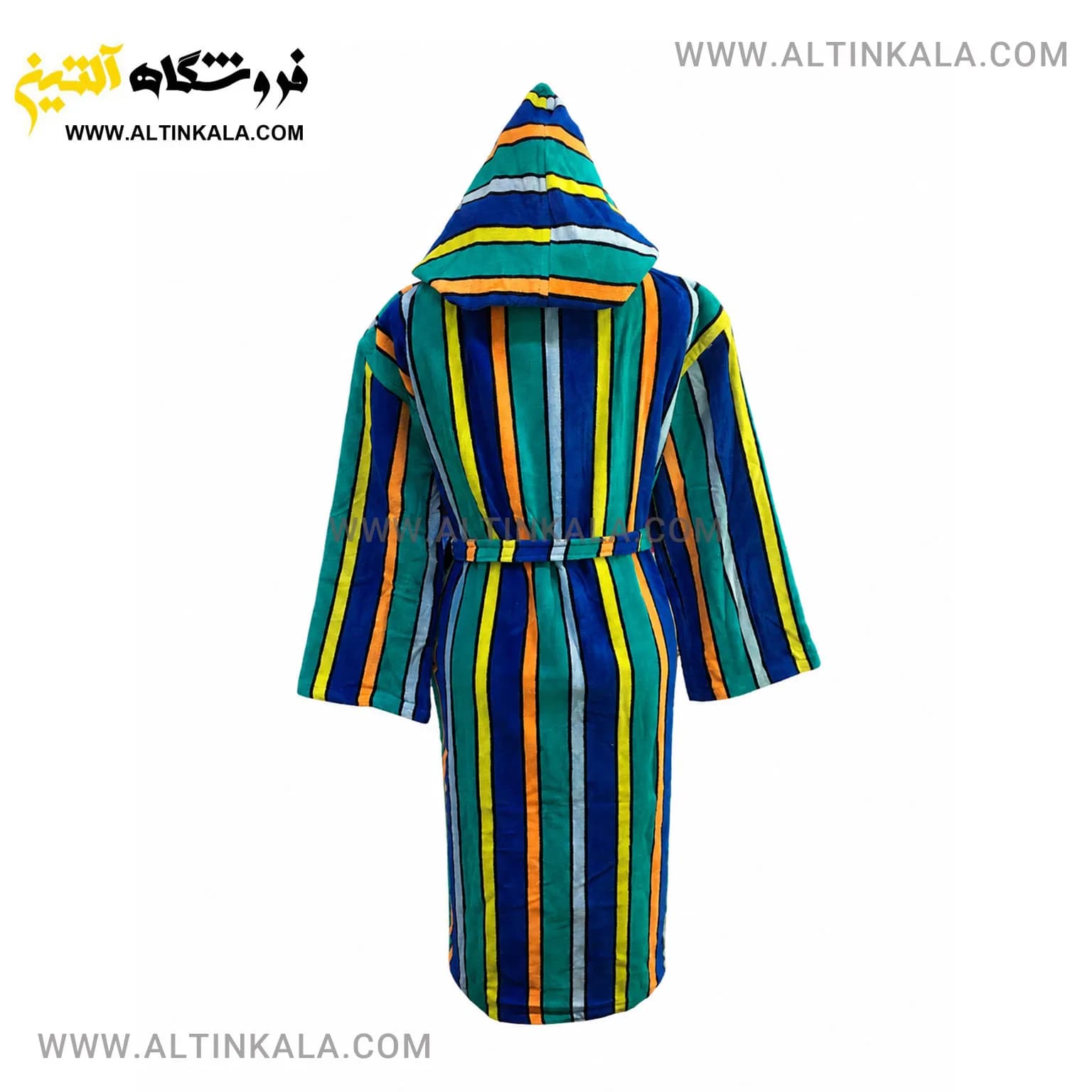 حوله پالتویی ماندگار طرح راه راه آبی نفتی سایز L — تصویر ۲