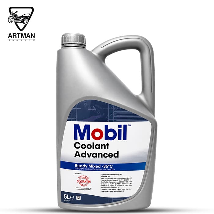 کولانت ضدیخ برند موبیل Mobil(قرمز) مدل Advanced Ready Mix حجم 5 لیتر