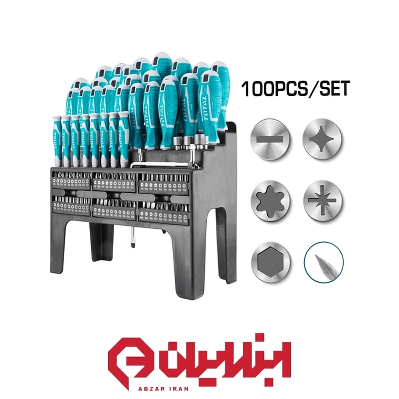 مجموعه پیچگوشتی و بیت ۱۰۰ عددی توتال مدل THT2506100 — تصویر ۳