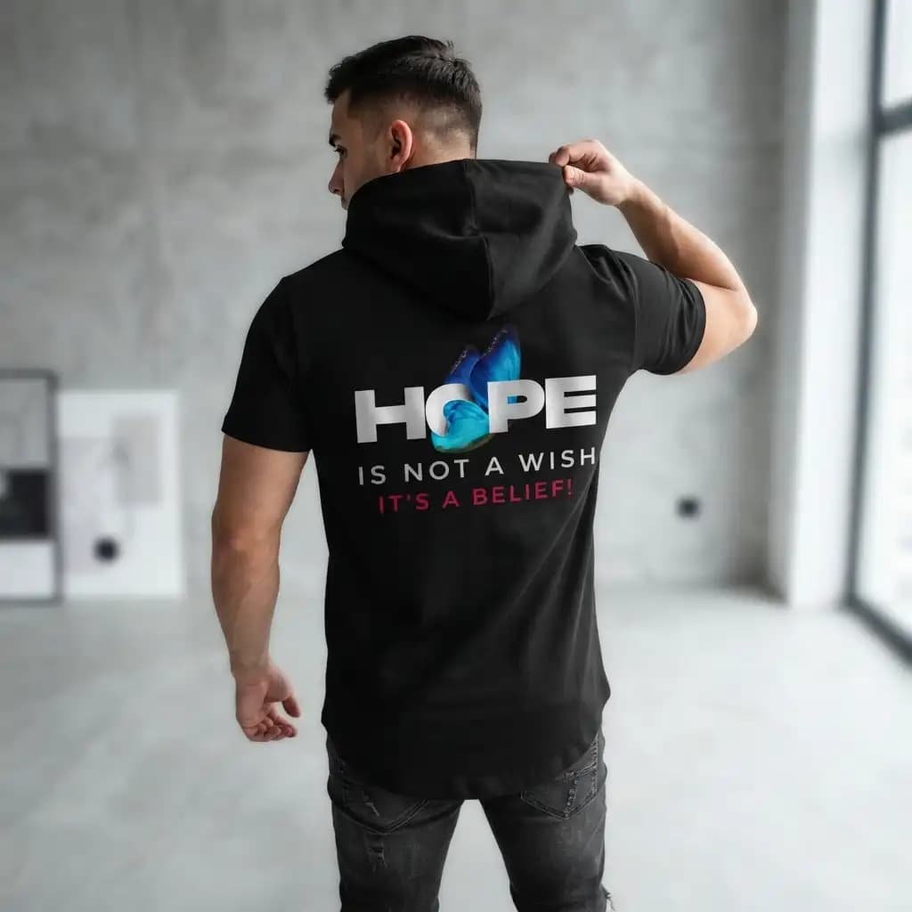 تیشرت کلاهدار نخ پنبه طرح hope — تصویر ۳