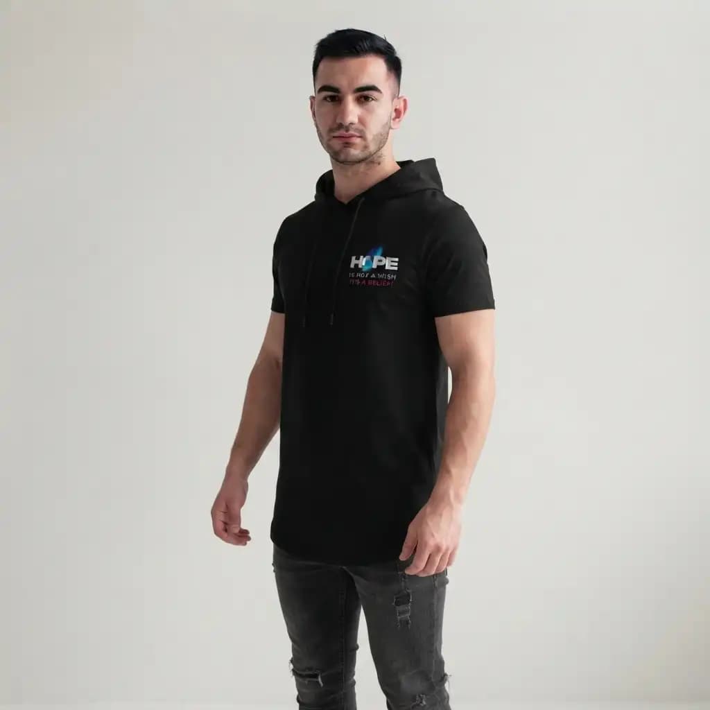 تیشرت کلاهدار نخ پنبه طرح hope — تصویر ۵