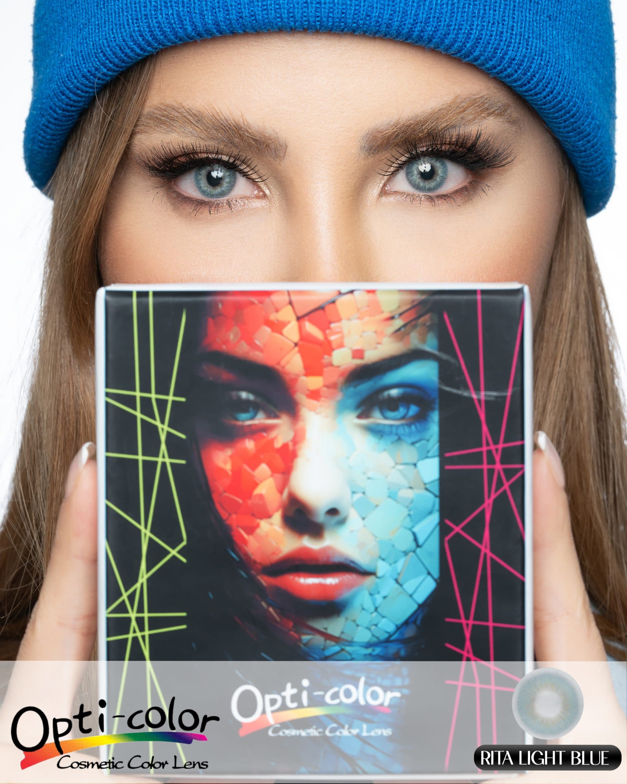 لنز رنگی اپتی کالر (OptiColor) مدل Rita-Light-Blue – آبی روشن — تصویر ۵