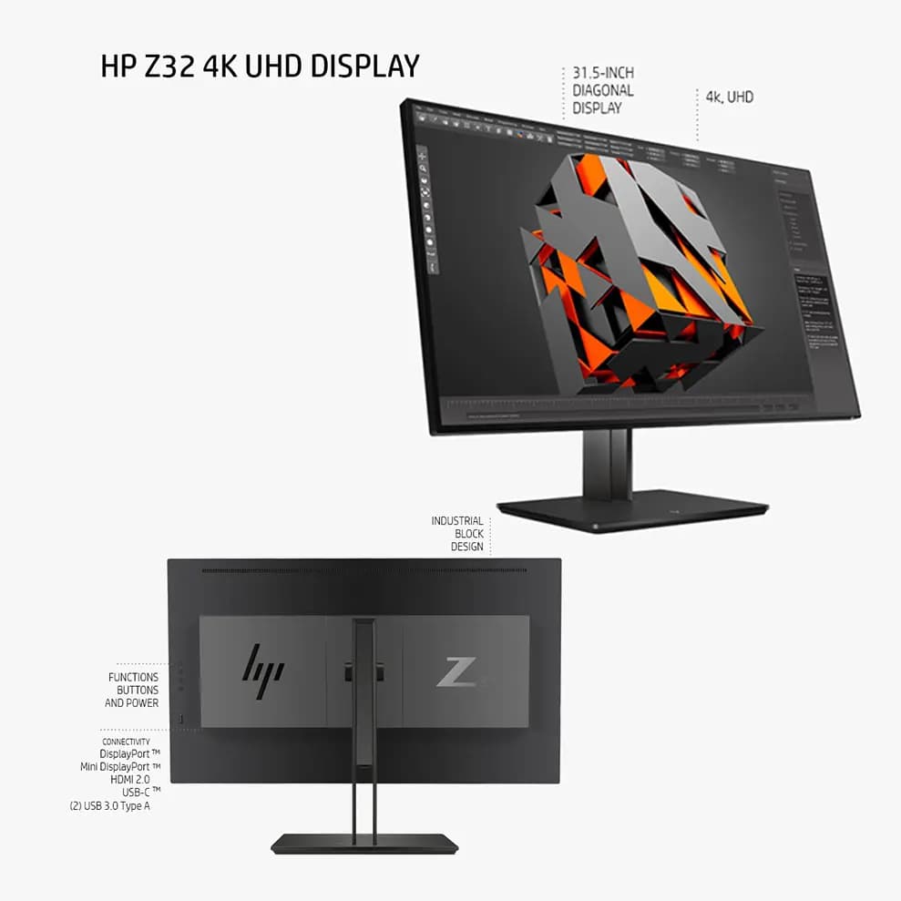 مانیتور اچ پی استوک 32 اینچ مدل HP Z32 4K UHD — تصویر ۳