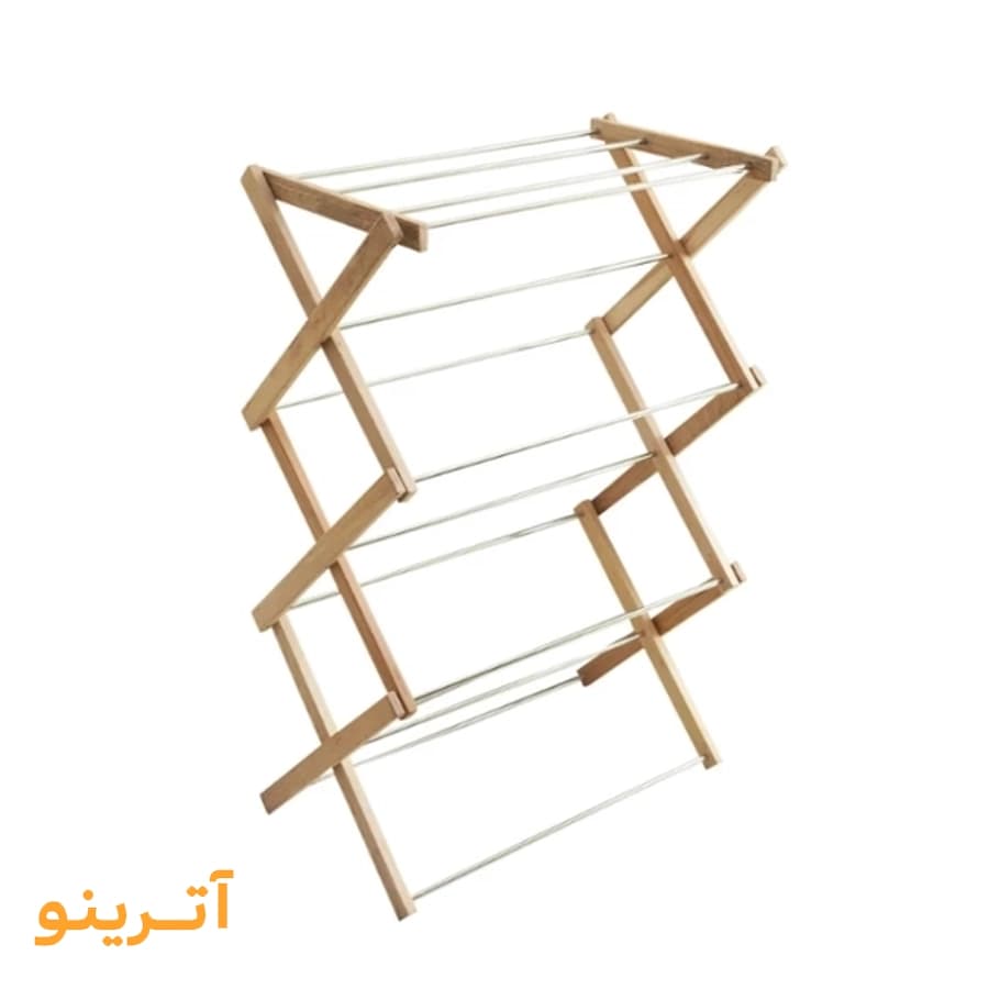بند رخت چوبی و استیل گلدن استار مدل آکاردئونی