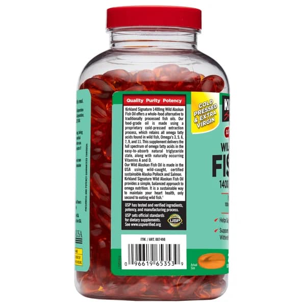امگا ۳۶۹ غنی شده – روغن ماهی آلاسکای وحشی کرکلند 1400mg | 230 عددی — تصویر ۴