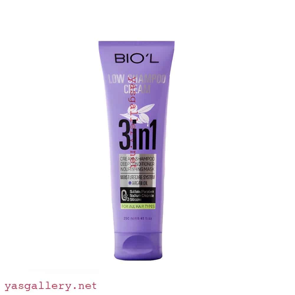 شامپو نرم کننده کرمی مو بیول 3 در 1 تیوپی Biol Low Shampoo Cream
