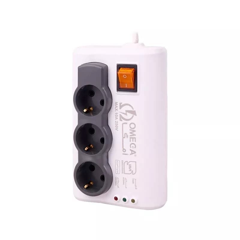 محافظ برق 3 خانه 1/5 متری ارت دار امگا مدل P3100