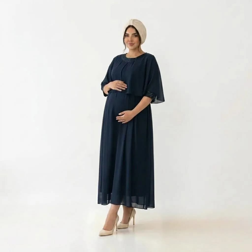 پیراهن بارداری شنل دار پرنیان — تصویر ۵