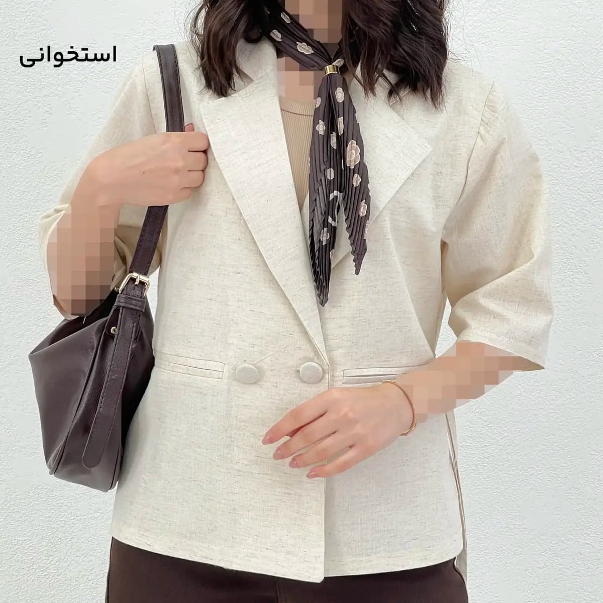 کت زنانه لینن آستین سه ربع — تصویر ۶
