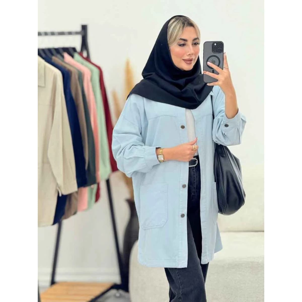 مانتو لینن دو جیب پایین — تصویر ۲