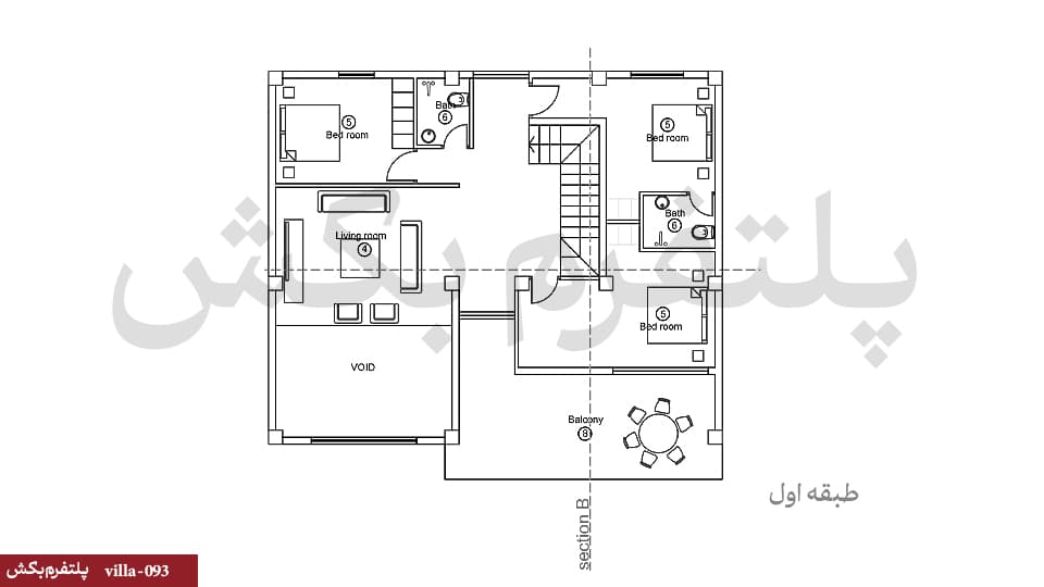 نقشه خانه دوبلکس 250 متری 【پنج خواب】villa-093 — تصویر ۲