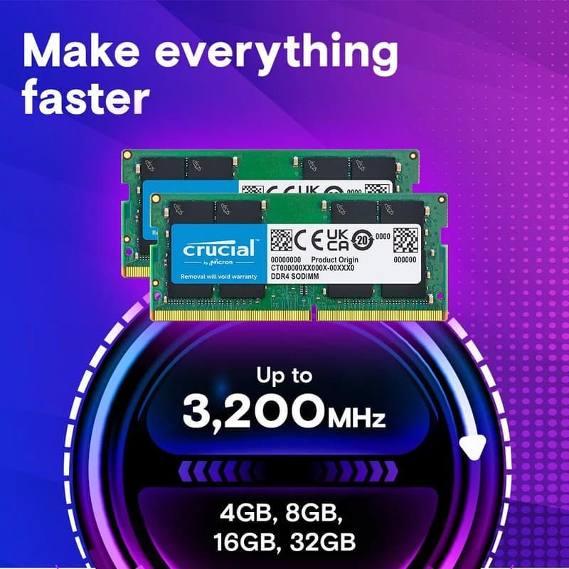 رم لپتاپ DDR4 تک کاناله 8 گیگابایت 3200 مگاهرتز کروشیال — تصویر ۳