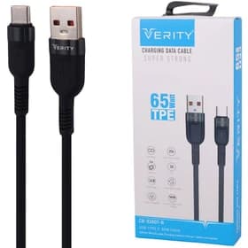 کابل تایپ سی فست شارژ وریتی Verity CB-3160T-B 3A PD 65W 1m