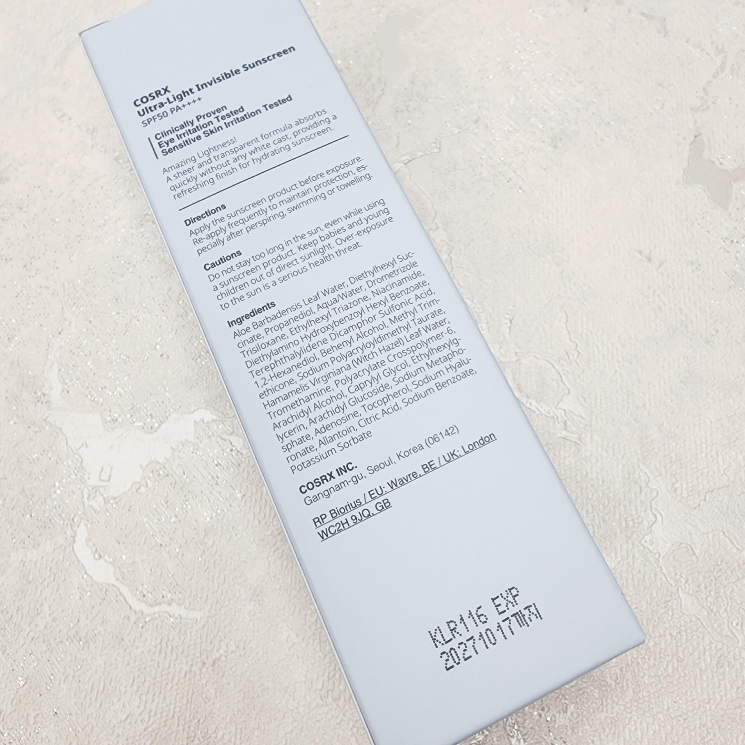 ضدآفتاب آبرسان اولترا لایت بی رنگ هیالورونیک اسید SPF50 کوزارکس (محصول کره جنوبی) تاریخ جدید COSRX Ultra Light invisible Sunscreen — تصویر ۶