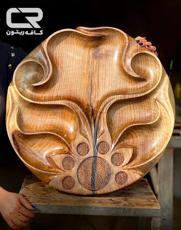 سینی مزه طرح فروغ با چوب گردو — تصویر ۲