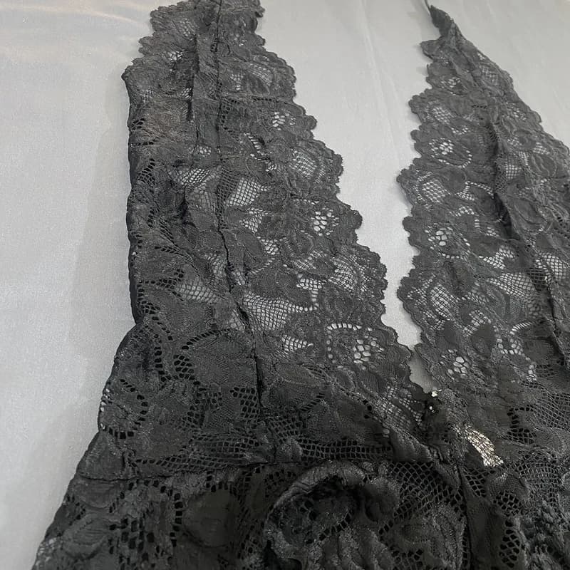 بادی فانتزی زنانه گیپور مشکی Shein مدل 52752 — تصویر ۳