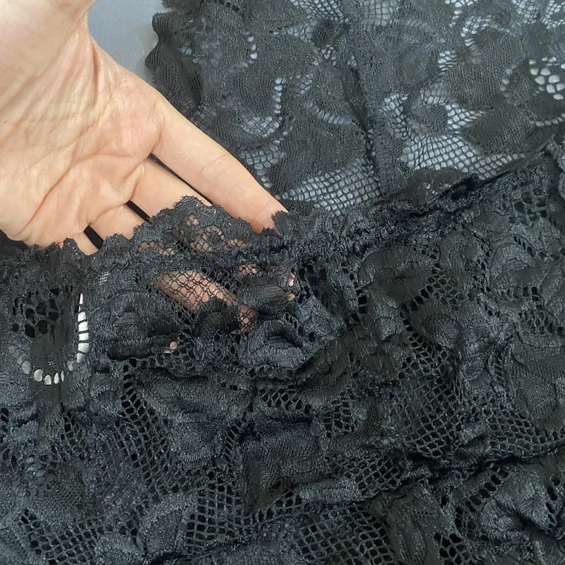 بادی فانتزی زنانه گیپور مشکی Shein مدل 52752 — تصویر ۵