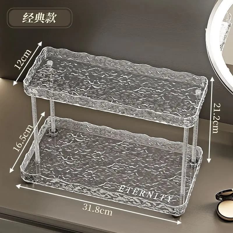 استند اکرولیک دو طبقه کریستالی (طرح لبه موجدار همراه با اکسسوری خرگوش) — تصویر ۴