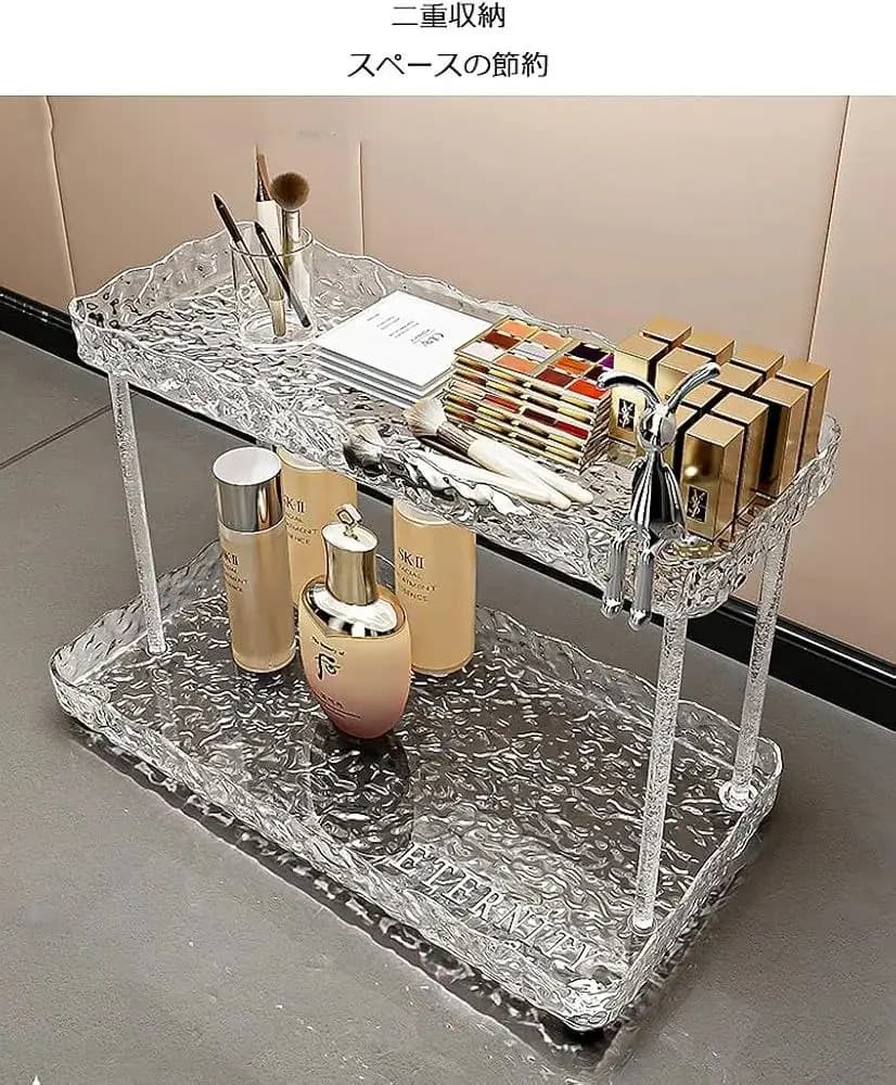 استند اکرولیک دو طبقه کریستالی (طرح لبه موجدار همراه با اکسسوری خرگوش) — تصویر ۷