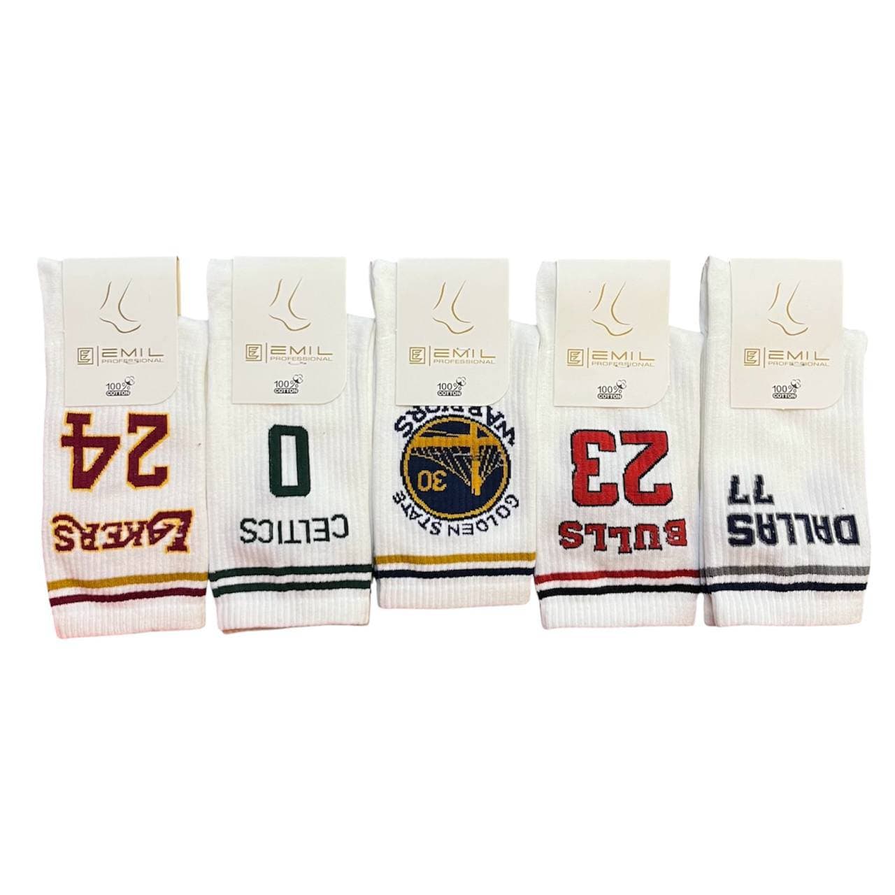 جوراب اسپرت ساقدار فانتزی (10 جفتی) نخ ایرانی، سایز 37 تا 43، طرح LAKERS — تصویر ۲