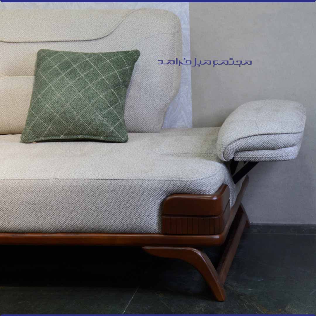 مبل راحتی 8 نفره مدل ویکتور کرم و سبز با جلومبلی و عسلی — تصویر ۶