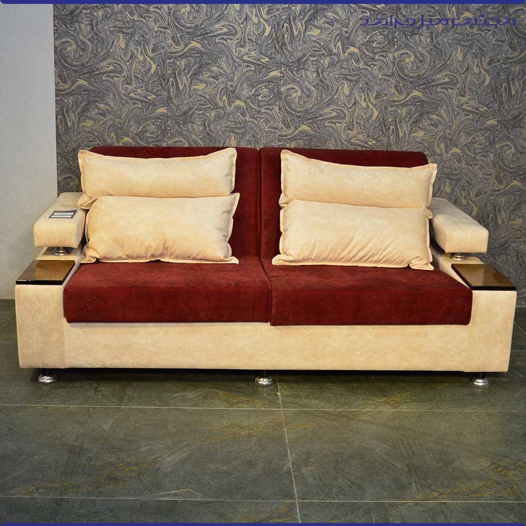 مبلمان تختخوابشو دو نفره دو قلو کرم زرشکی لاویز
