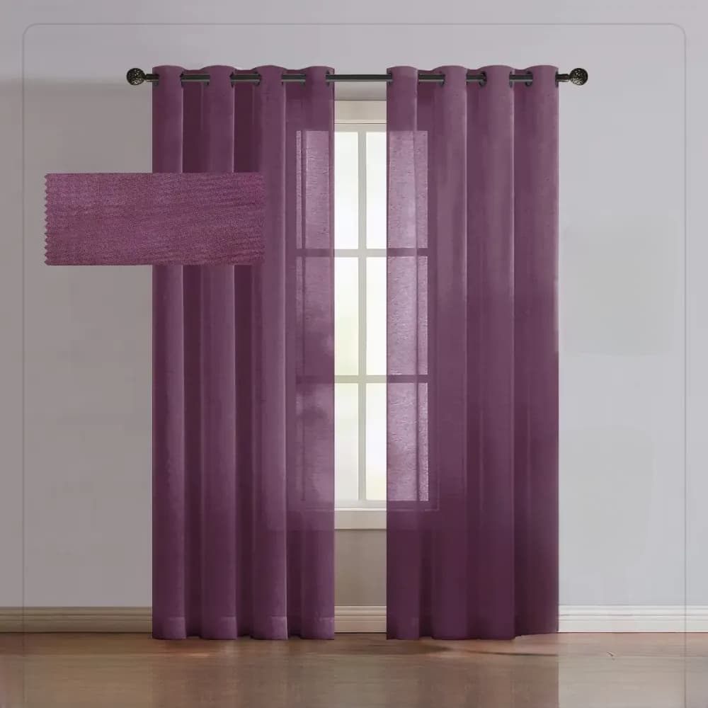پرده پانچی حریر مات رنگ زرشکی ارتفاع 200cm